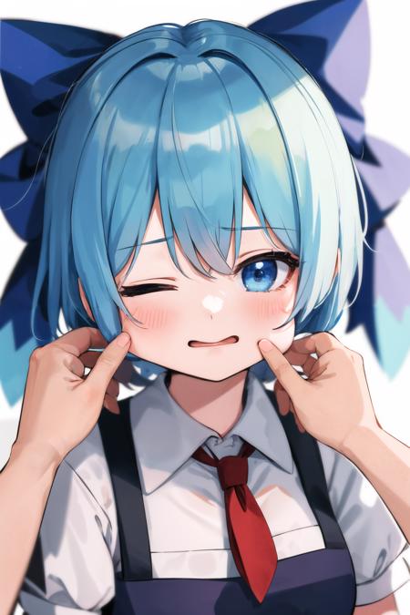 00004-705874179-masterpiece, best quality,1girl,  ,cheekpinching,cheek pinching, holding,upper body,one eye closed,looking at viewer,pov, ,cirno.png